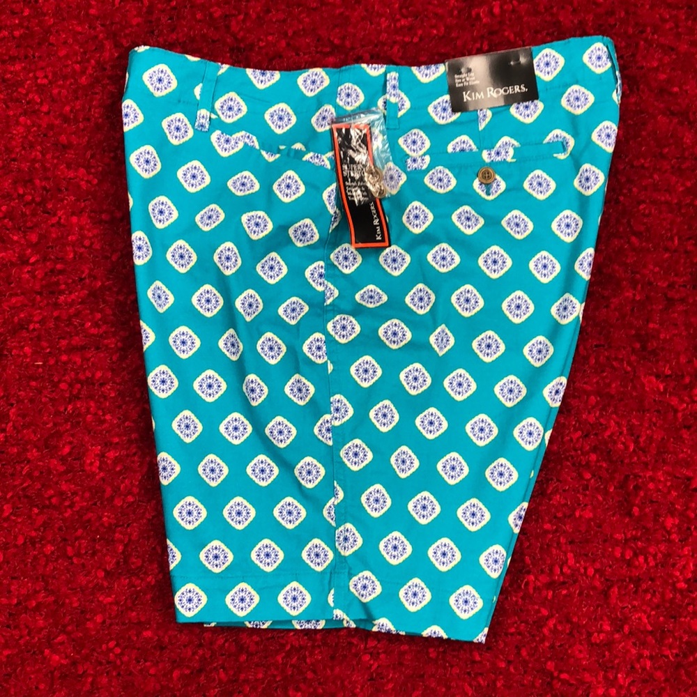 5/$25 Teal print Kim Rogers shorts. Size 14. New with tags.